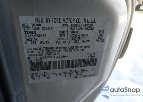 2001 Ford F-350 Lariat/Xl/Xlt из США, поврежденный, VIN 1FTSX31FX1EA84664